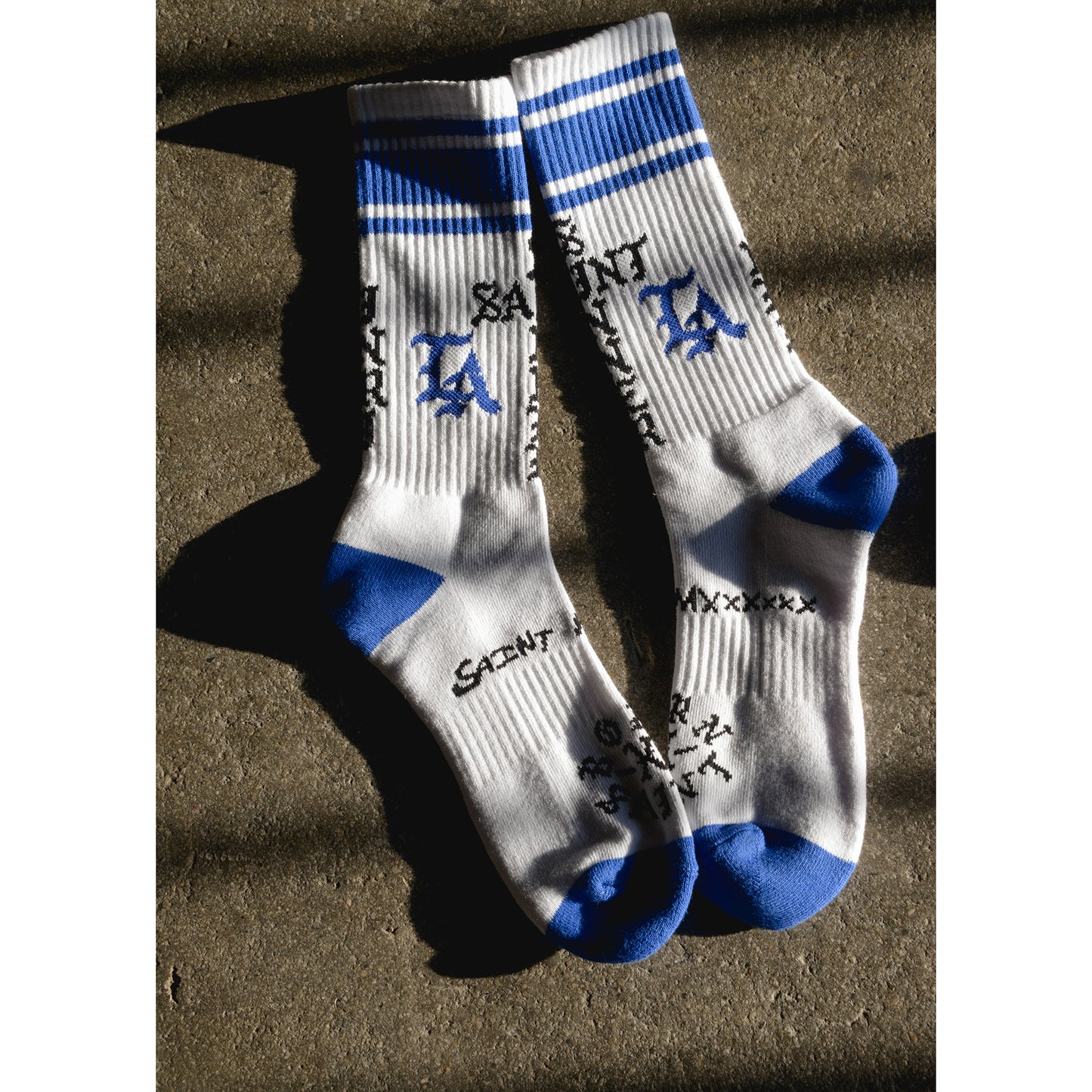 BORN X RAISED BR_SOCKS/ST SINNER / WHITE+BLUE