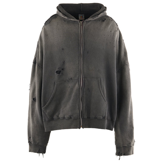 HOODIE/DBL-FC ZIP / CHARCOAL