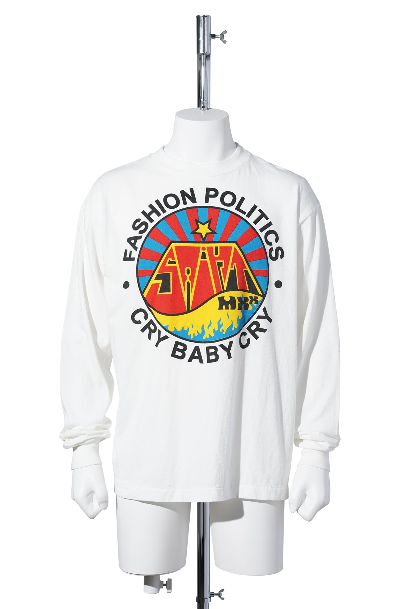 LS TEE / FASHION POLITICS / WHITE