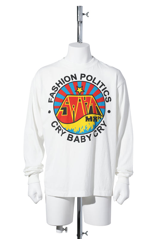 LS TEE / FASHION POLITICS / WHITE