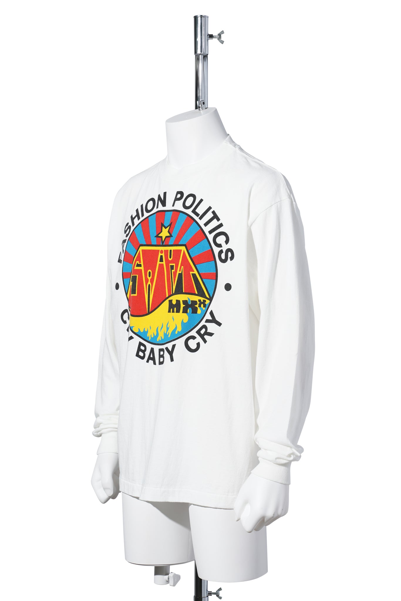 LS TEE / FASHION POLITICS / WHITE
