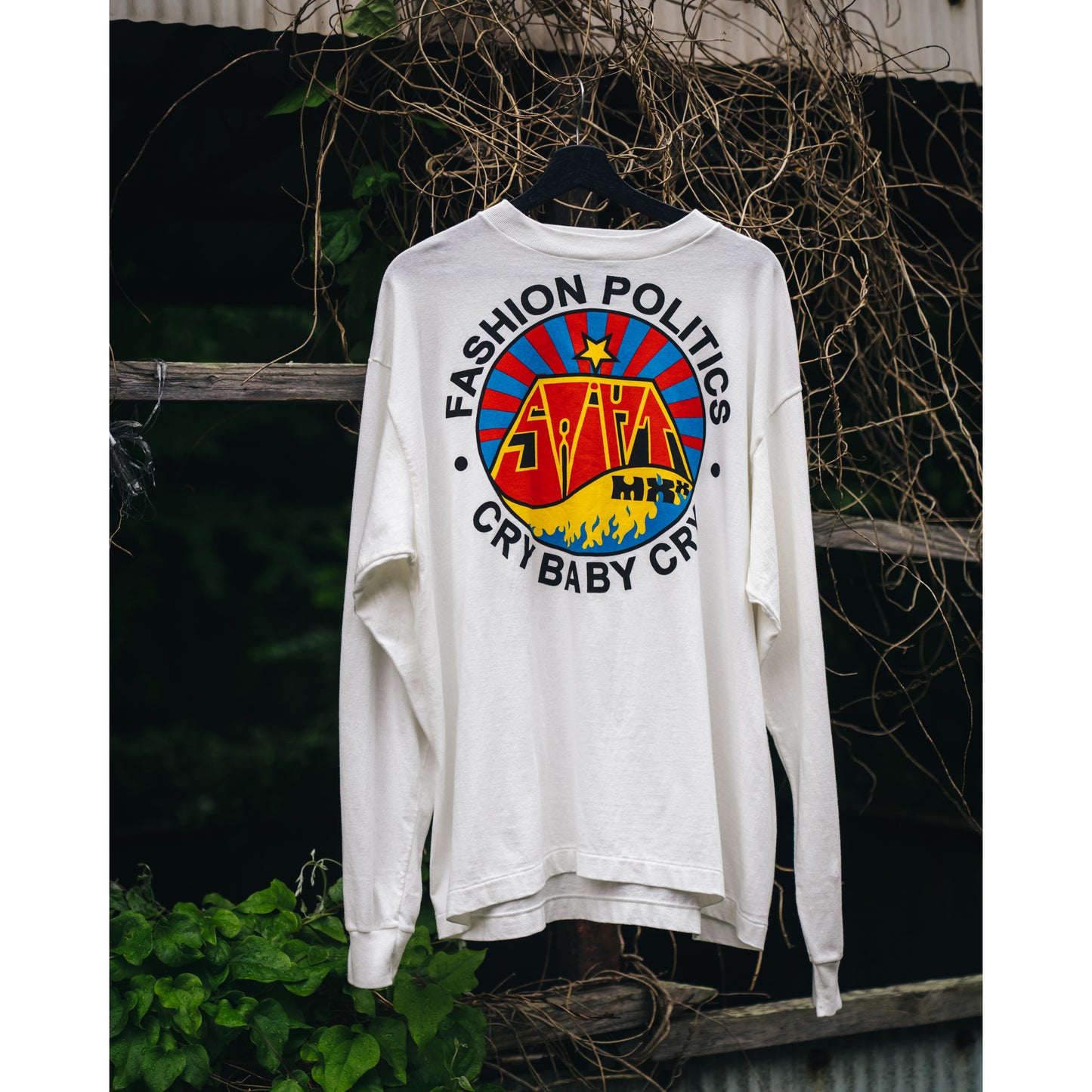 LS TEE / FASHION POLITICS / WHITE