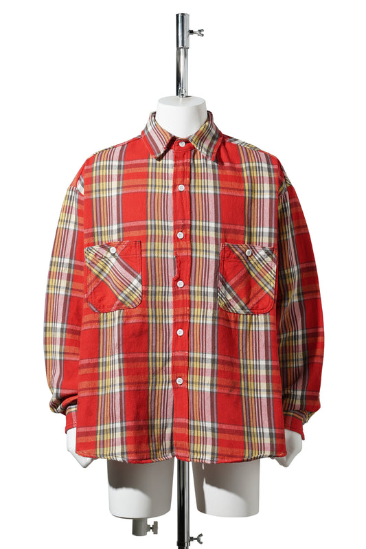 FLANNEL SHIRT/CHECK / RED+YELLOW