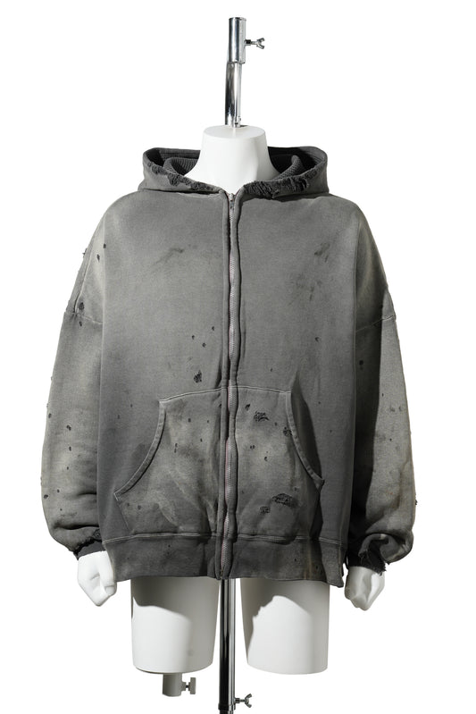 ZIP HOODIE/DOUBLE FACE / BLACK