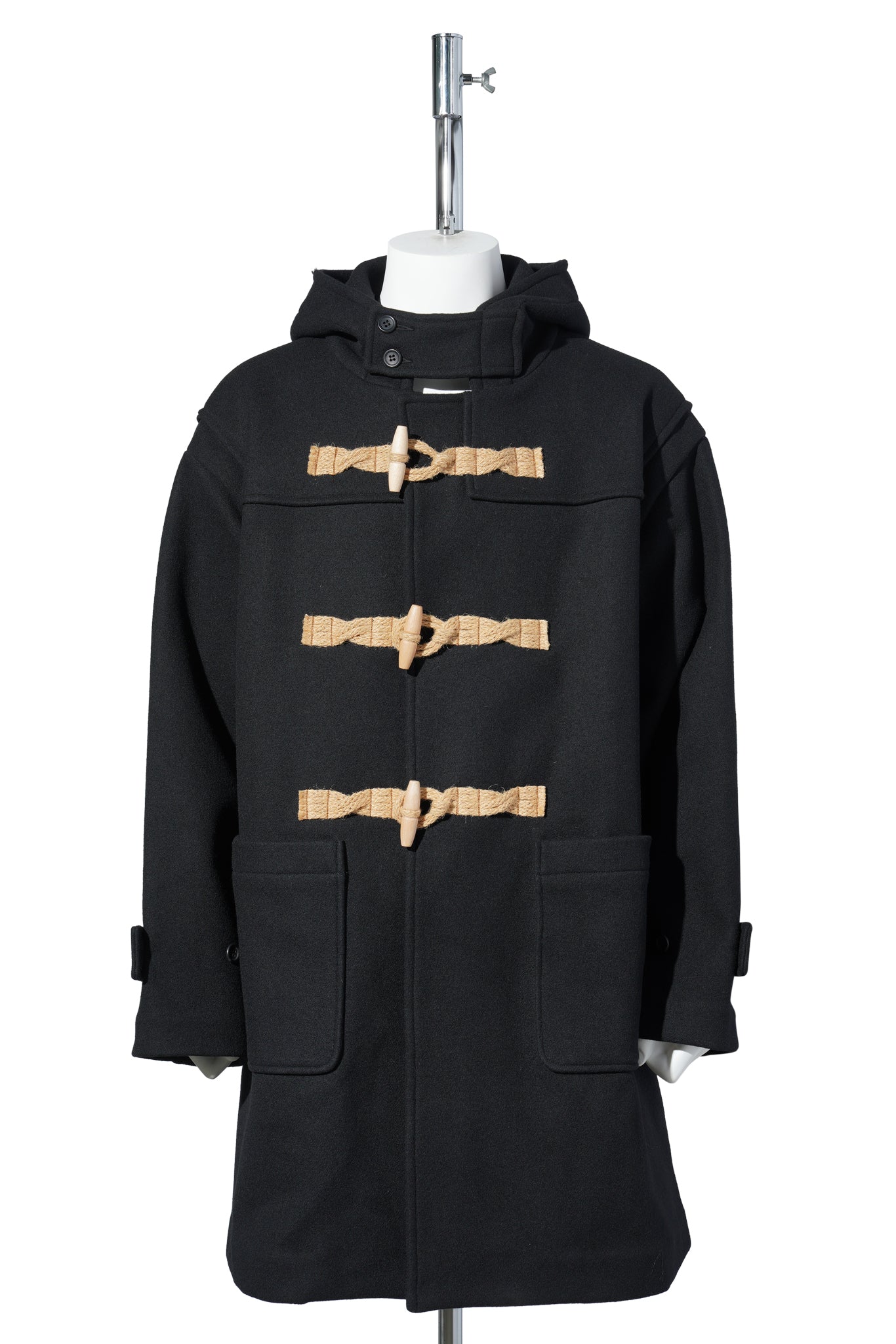 DUFFLE COAT/HOODED / BLACK