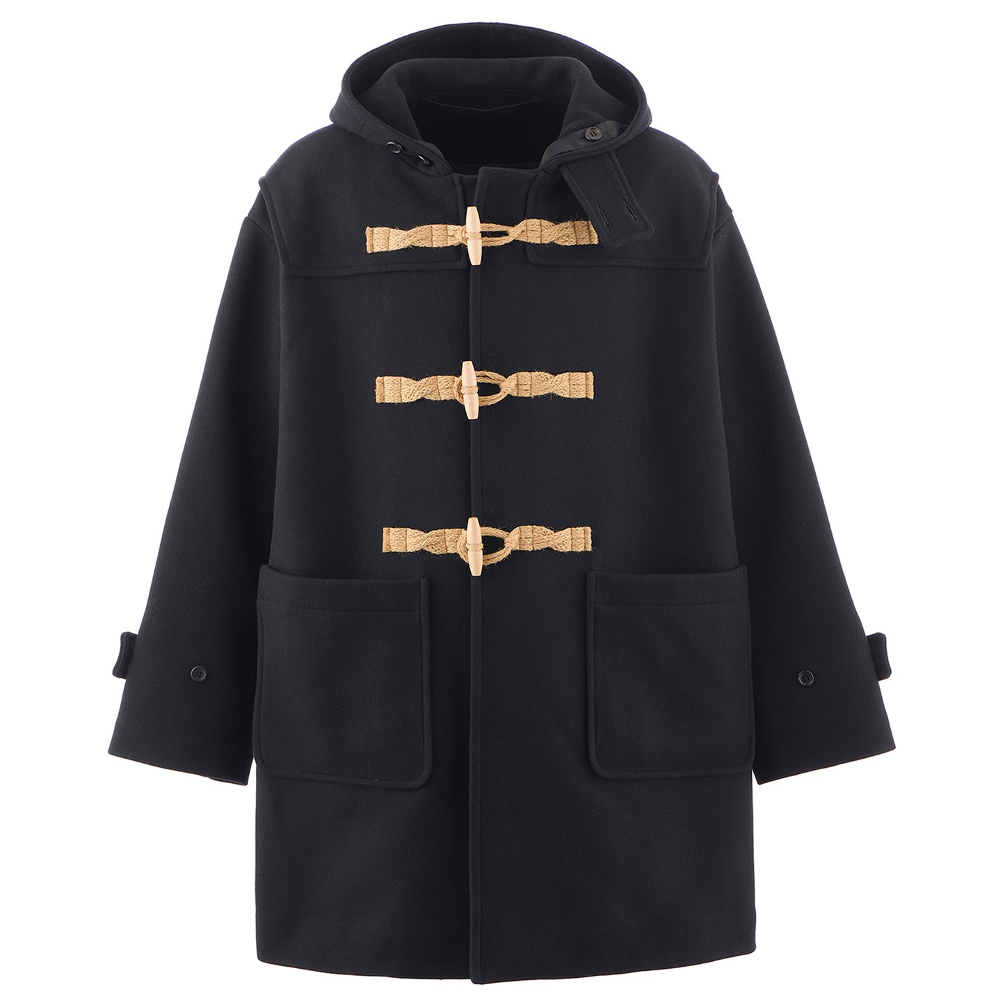 DUFFLE COAT/HOODED / BLACK