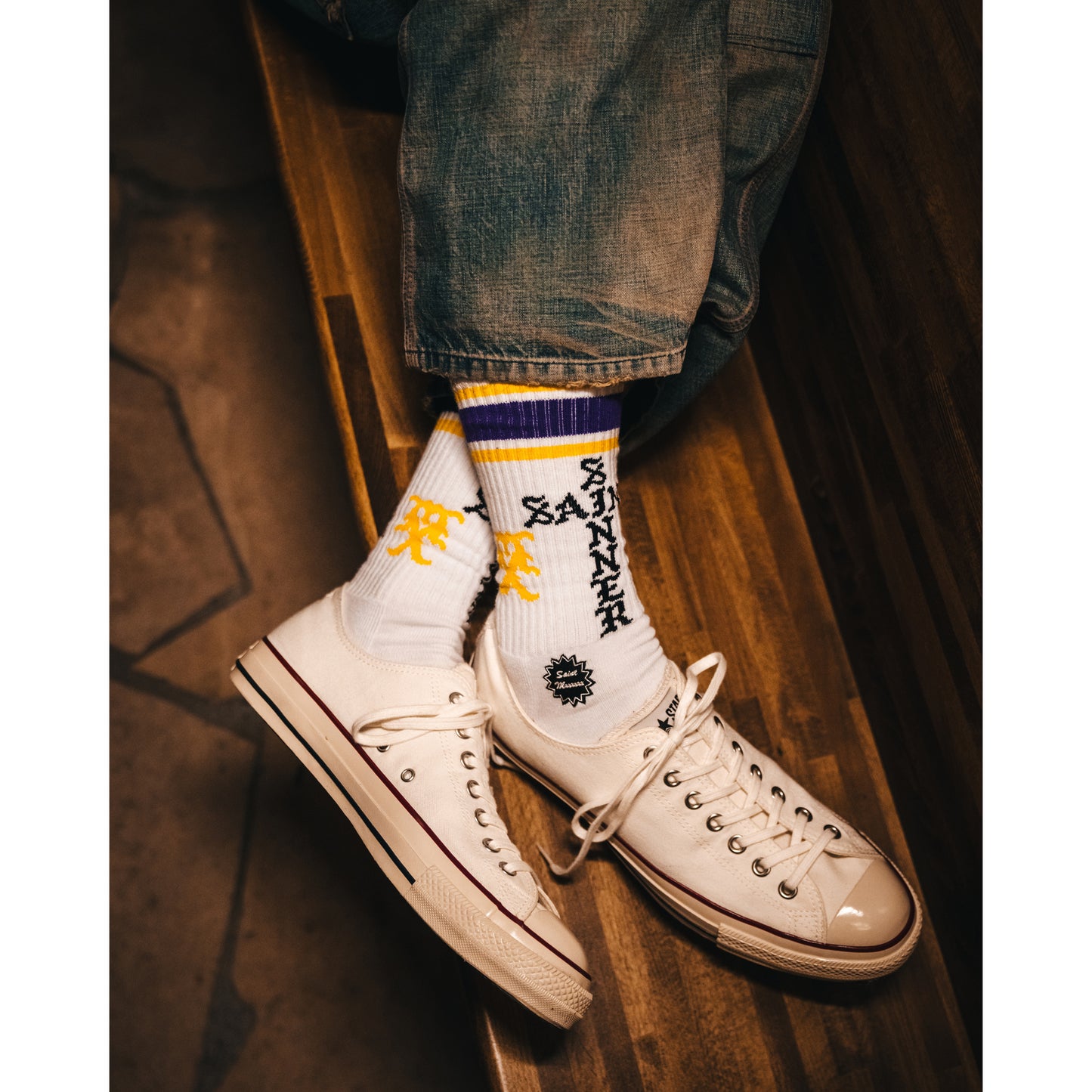 SOCKS/SINNER / WHITE+PURPLE