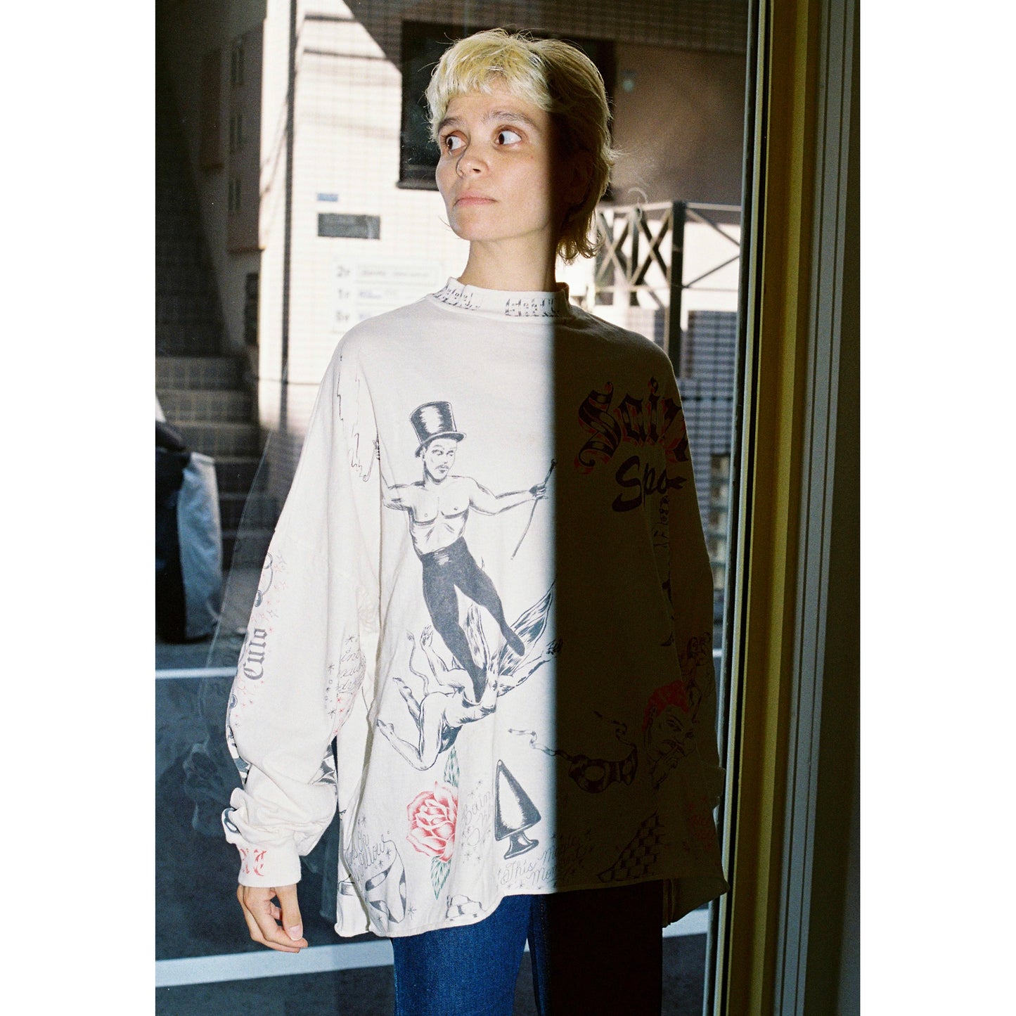 SAINT Mxxxxxx x Alexis Ross ALX_LS TEE/DRAWING / WHITE