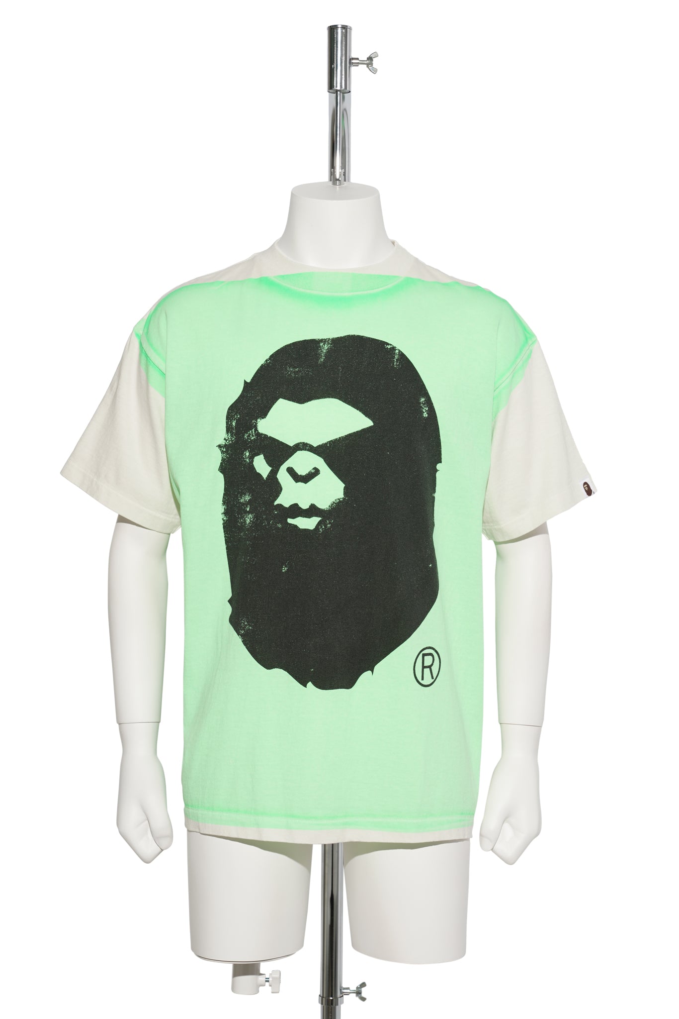 SAINT Mxxxxxx x A BATHING APE® BAPE_SS TEE/HANDPRINT / WHT+GRN