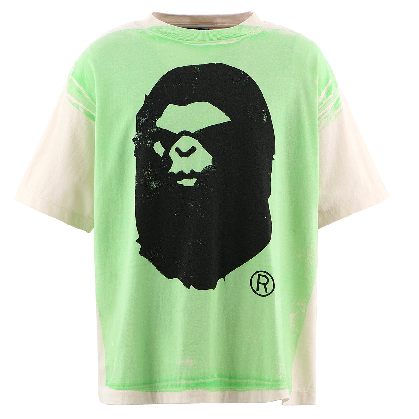 SAINT Mxxxxxx x A BATHING APE® BAPE_SS TEE/HANDPRINT / WHT+GRN