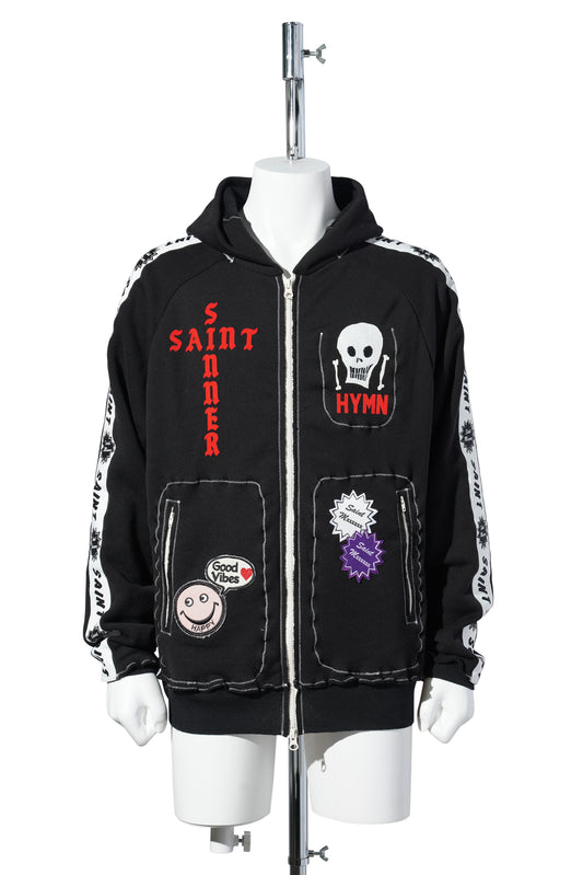 SAINT Mxxxxxx x A LOVE MOVEMENT ALM_KNIT ZIP HOODIE / BLACK