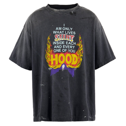SAINT Mxxxxxx x NEIGHBORHOOD NH STHD . SS TEE  HOOD / BLACK