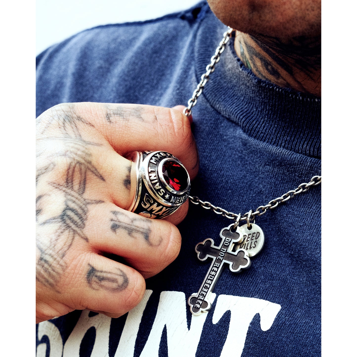 SAINT Mxxxxxx x NEIGHBORHOOD NH STHD . SILVER RING / SILVER