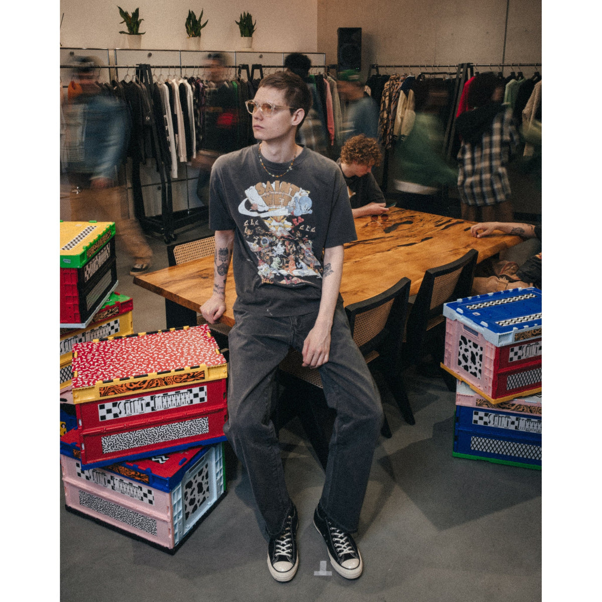 SS T-SHIRT/LIVING / BLACK