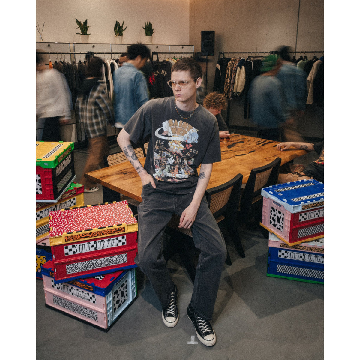 SS T-SHIRT/LIVING / BLACK