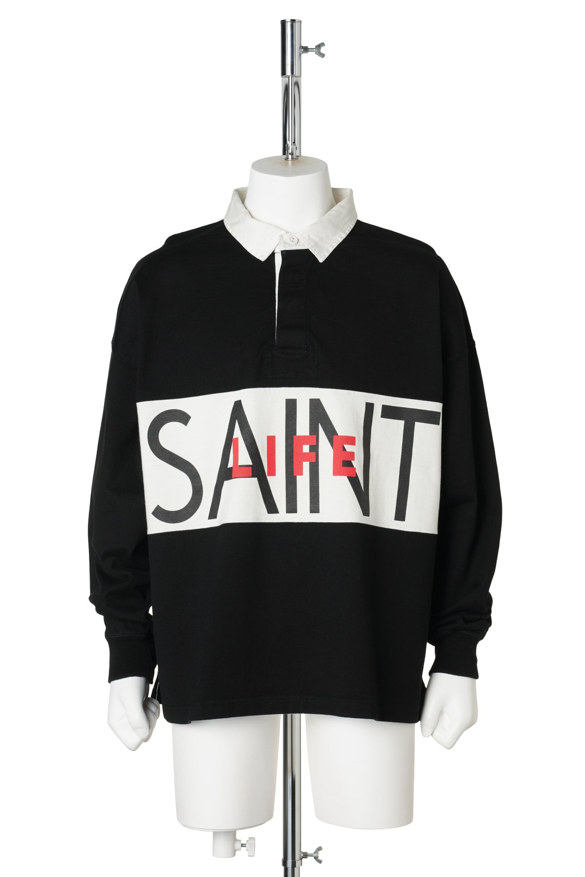LS POLO SHIRT/SAINT LIFE / BLACK