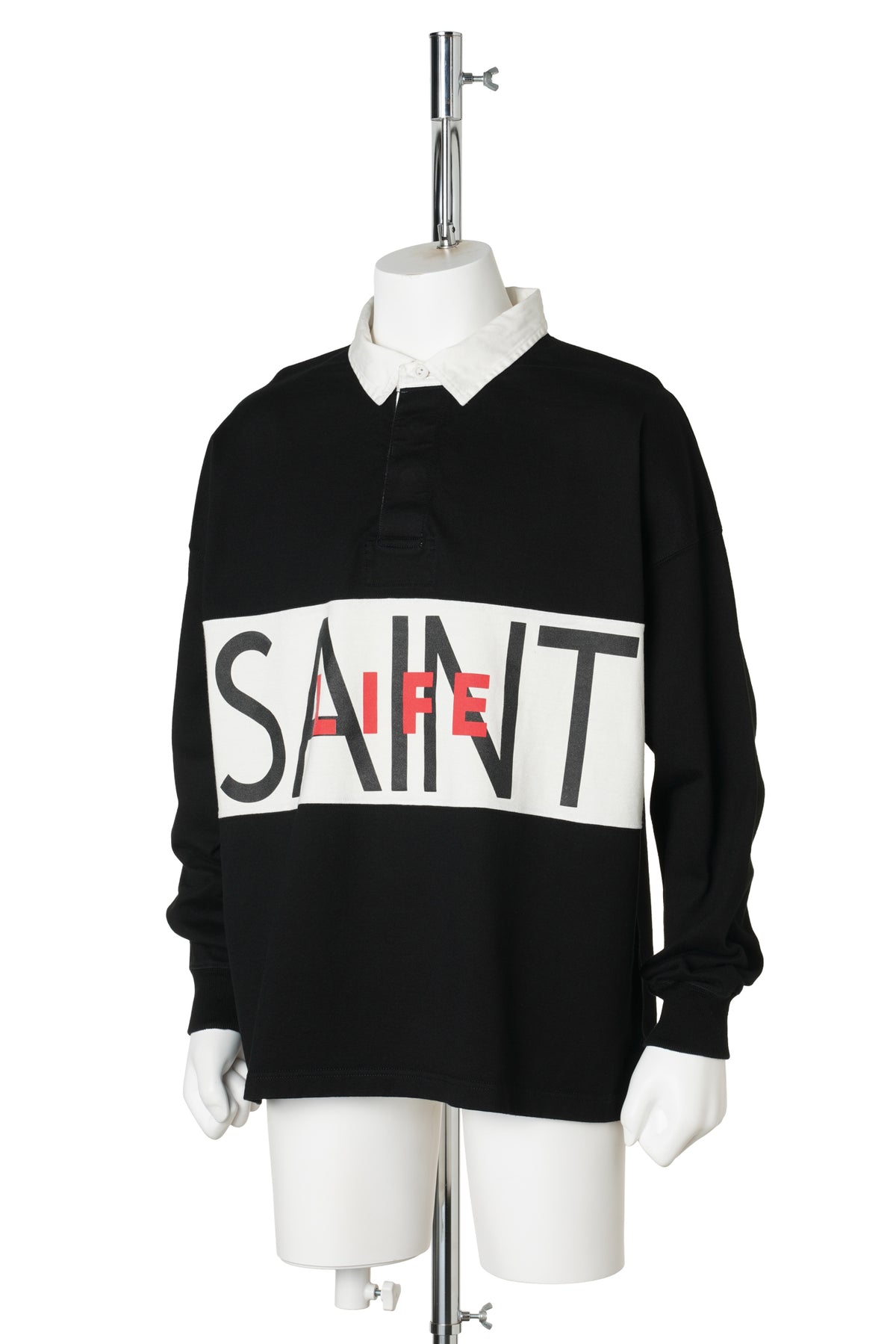 LS POLO SHIRT/SAINT LIFE / BLACK