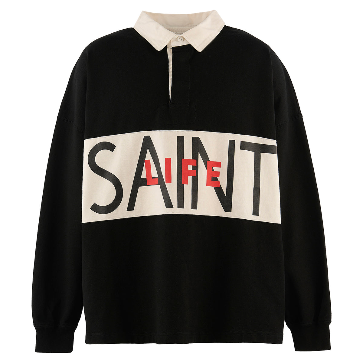 LS POLO SHIRT/SAINT LIFE / BLACK