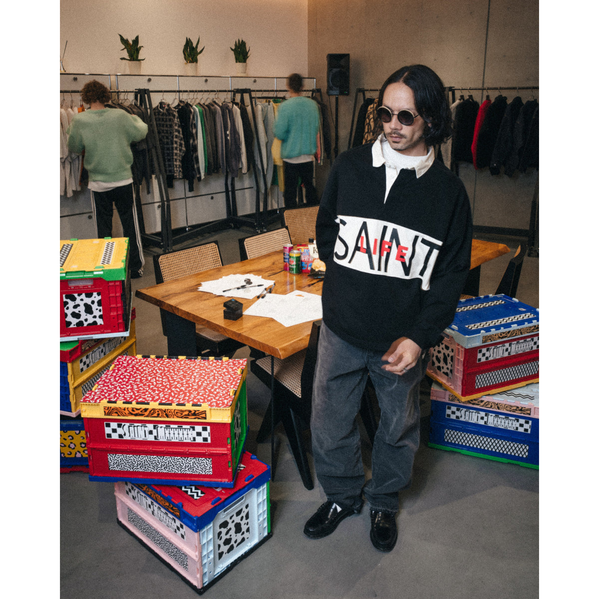 LS POLO SHIRT/SAINT LIFE / BLACK