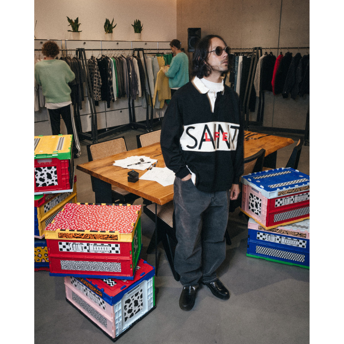 LS POLO SHIRT/SAINT LIFE / BLACK