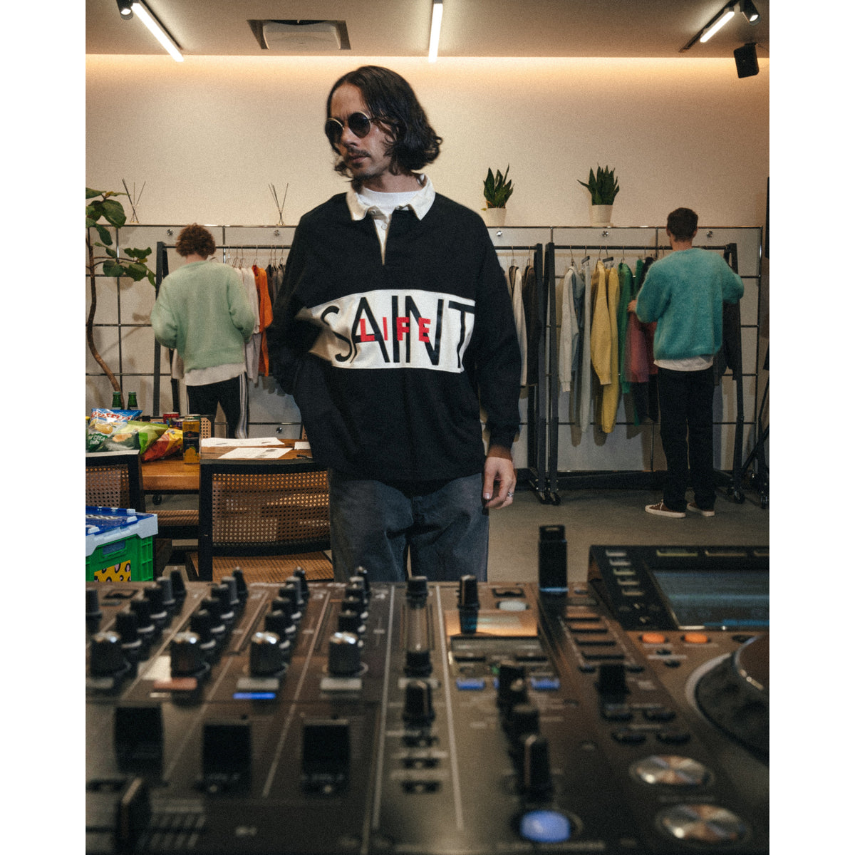 LS POLO SHIRT/SAINT LIFE / BLACK