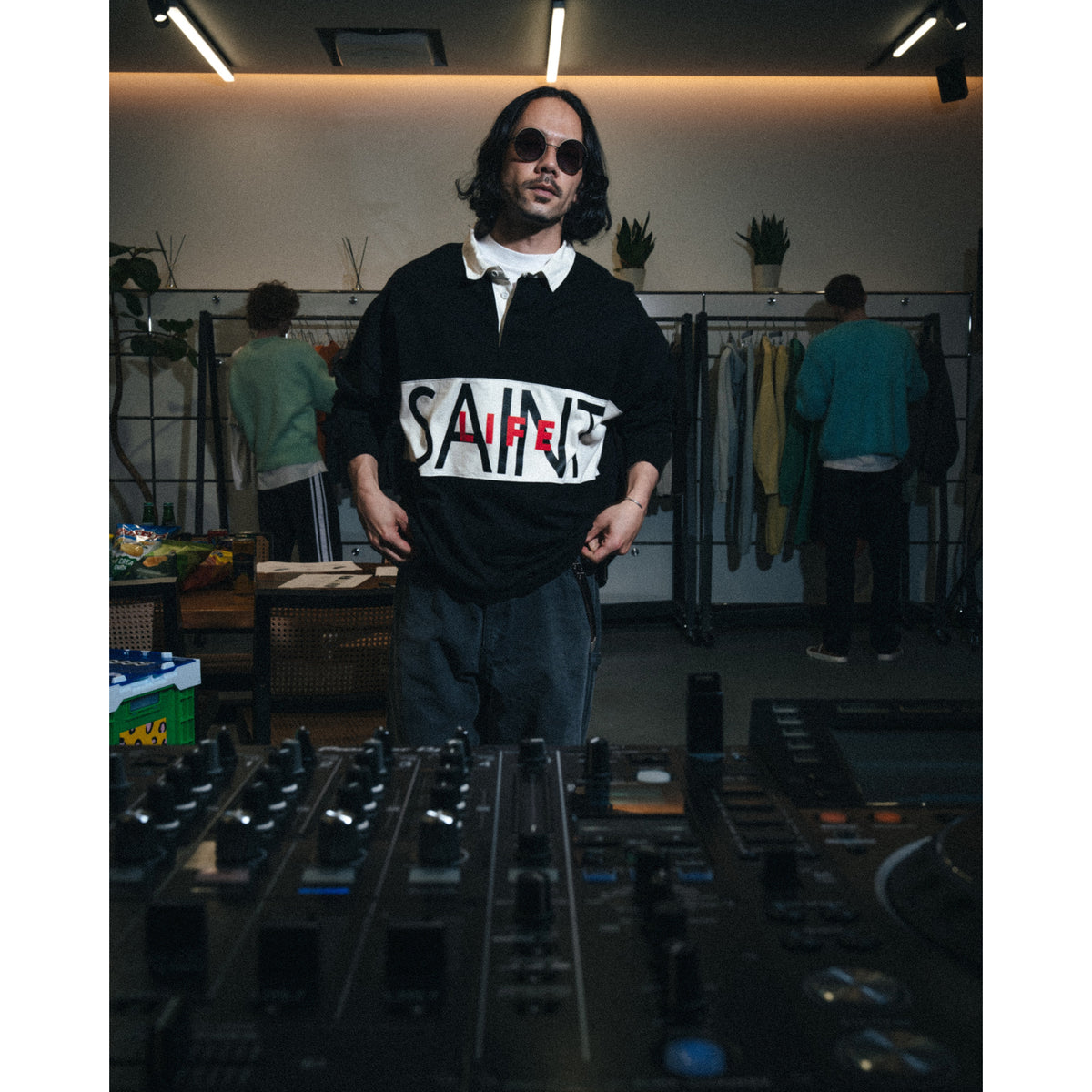 LS POLO SHIRT/SAINT LIFE / BLACK
