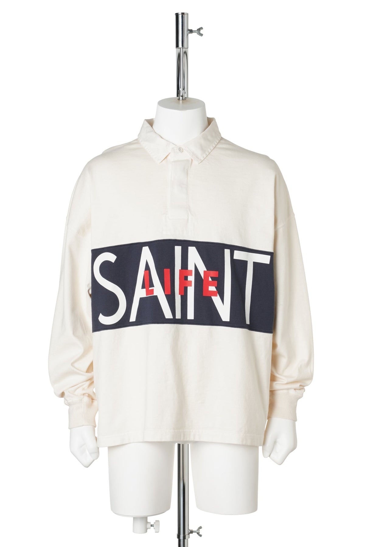 LS POLO SHIRT/SAINT LIFE / WHITE