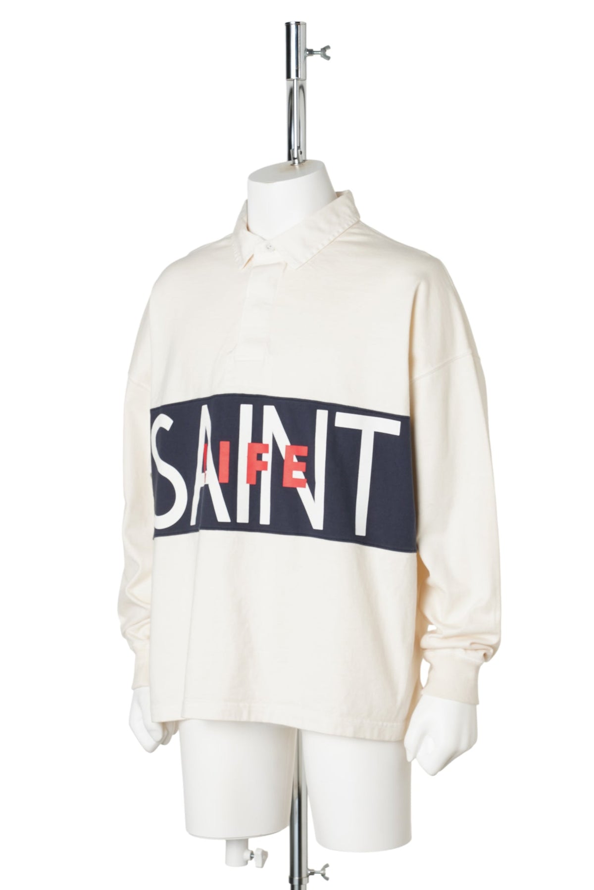 LS POLO SHIRT/SAINT LIFE / WHITE