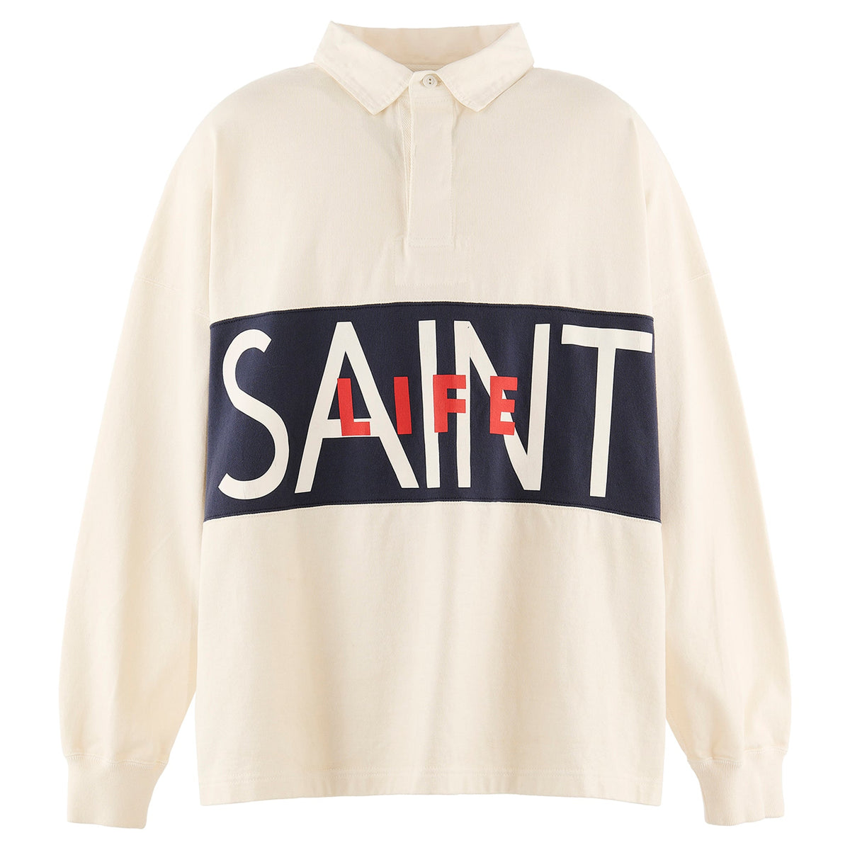 LS POLO SHIRT/SAINT LIFE / WHITE