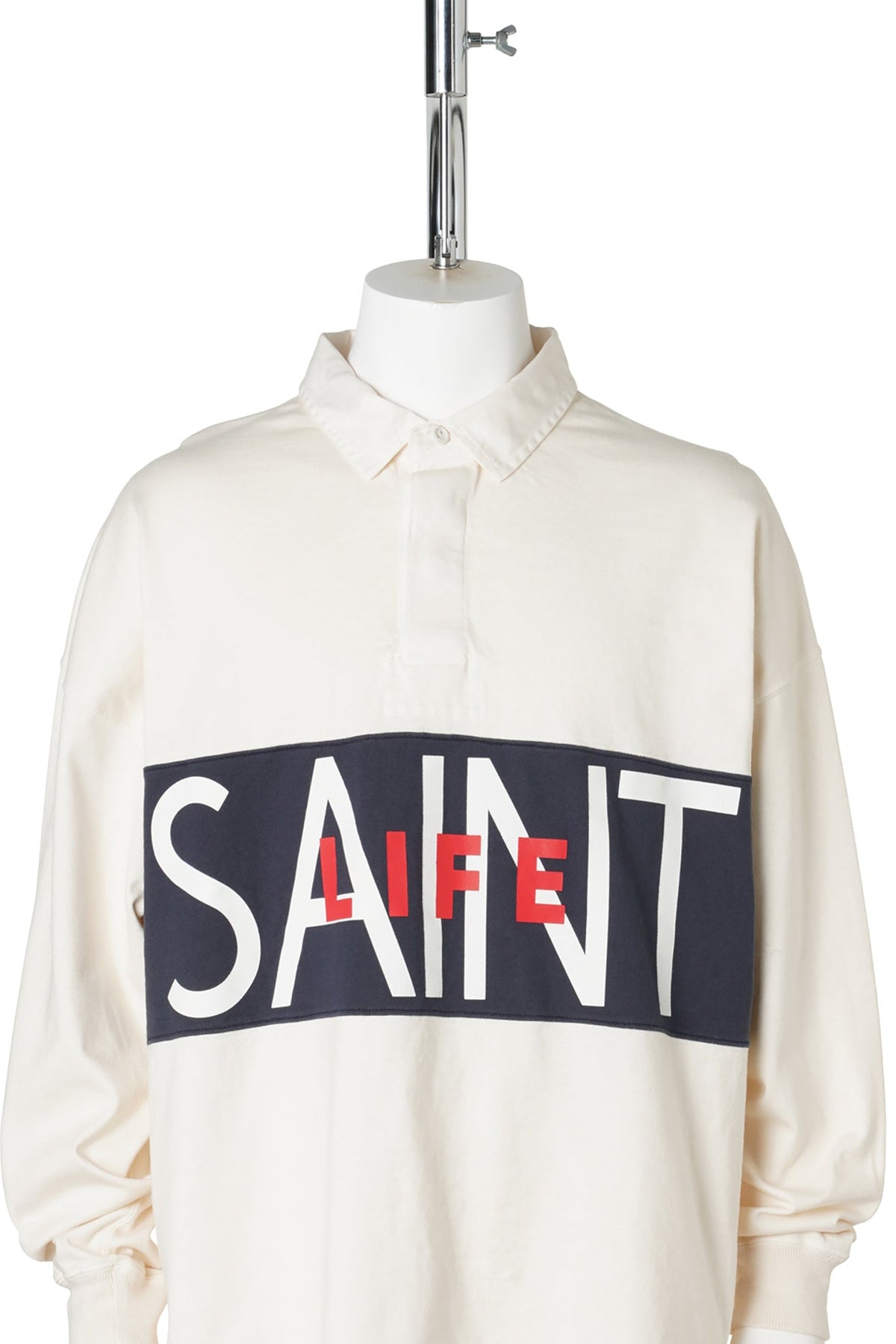 LS POLO SHIRT/SAINT LIFE / WHITE
