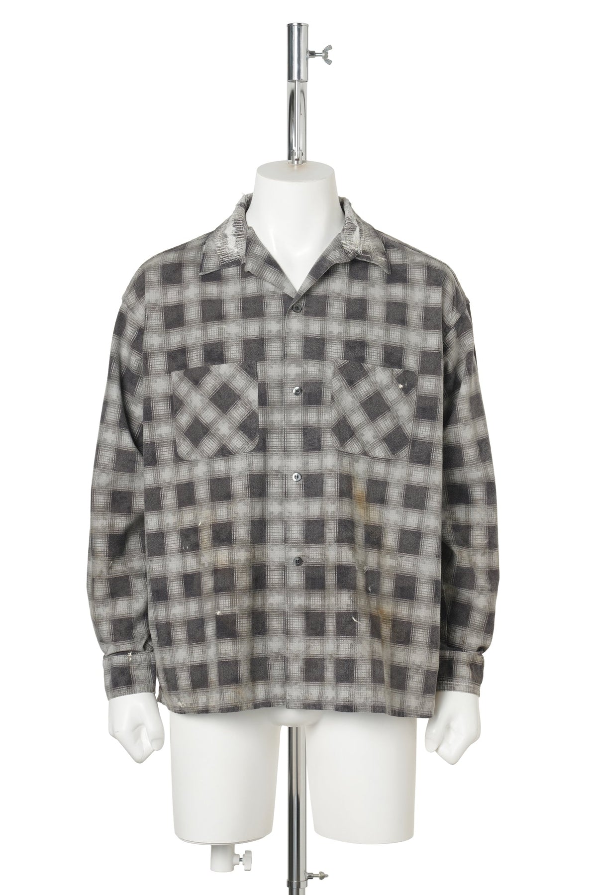 PRINT CHECK SHIRT / BLACK+GRAY
