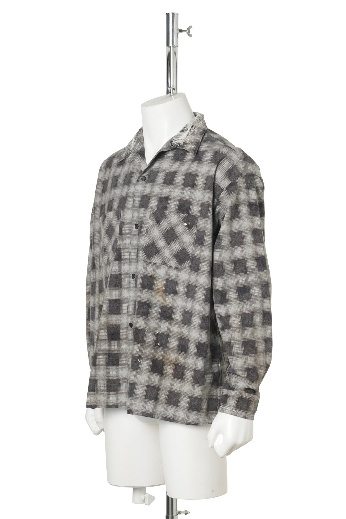PRINT CHECK SHIRT / BLACK+GRAY