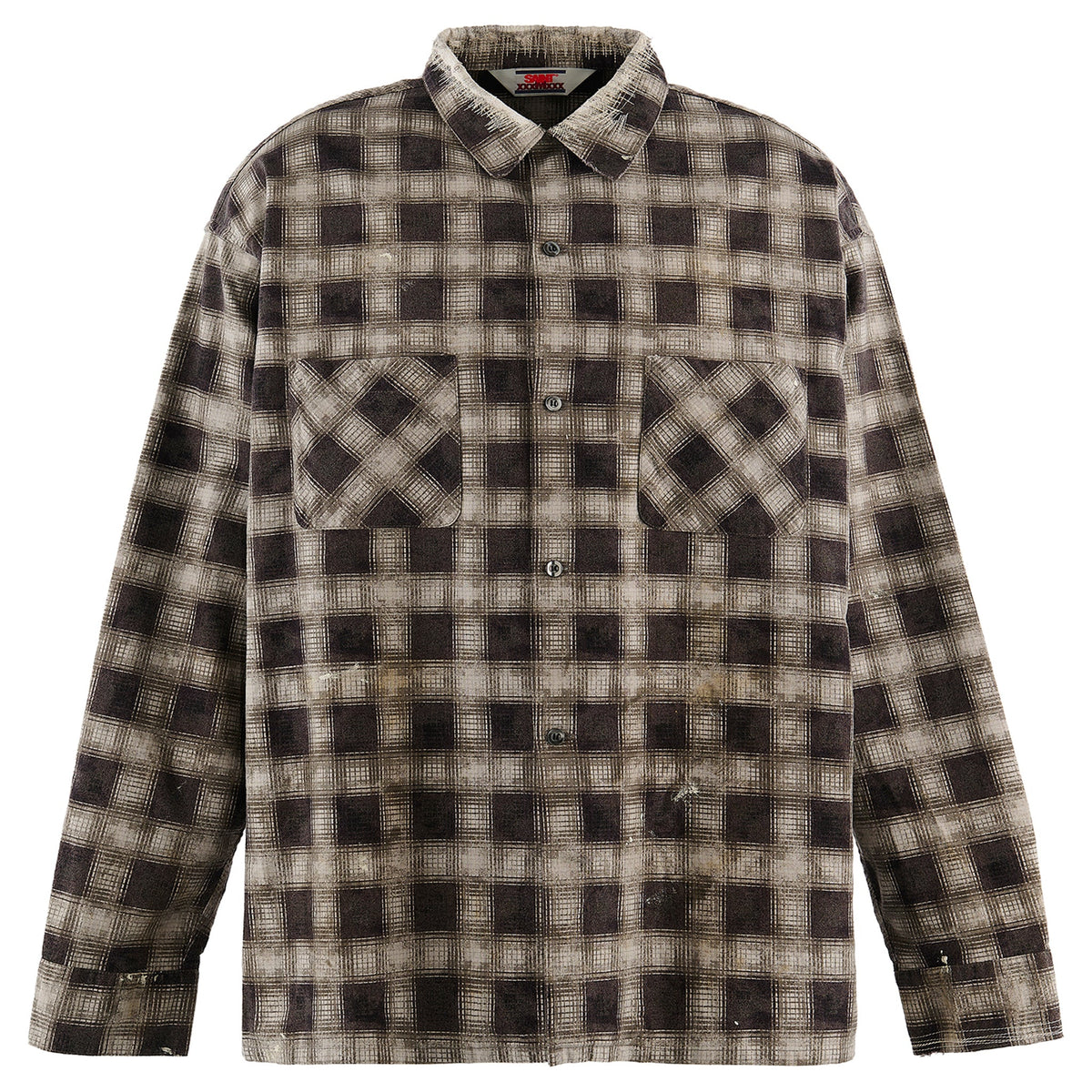 PRINT CHECK SHIRT / BLACK+GRAY