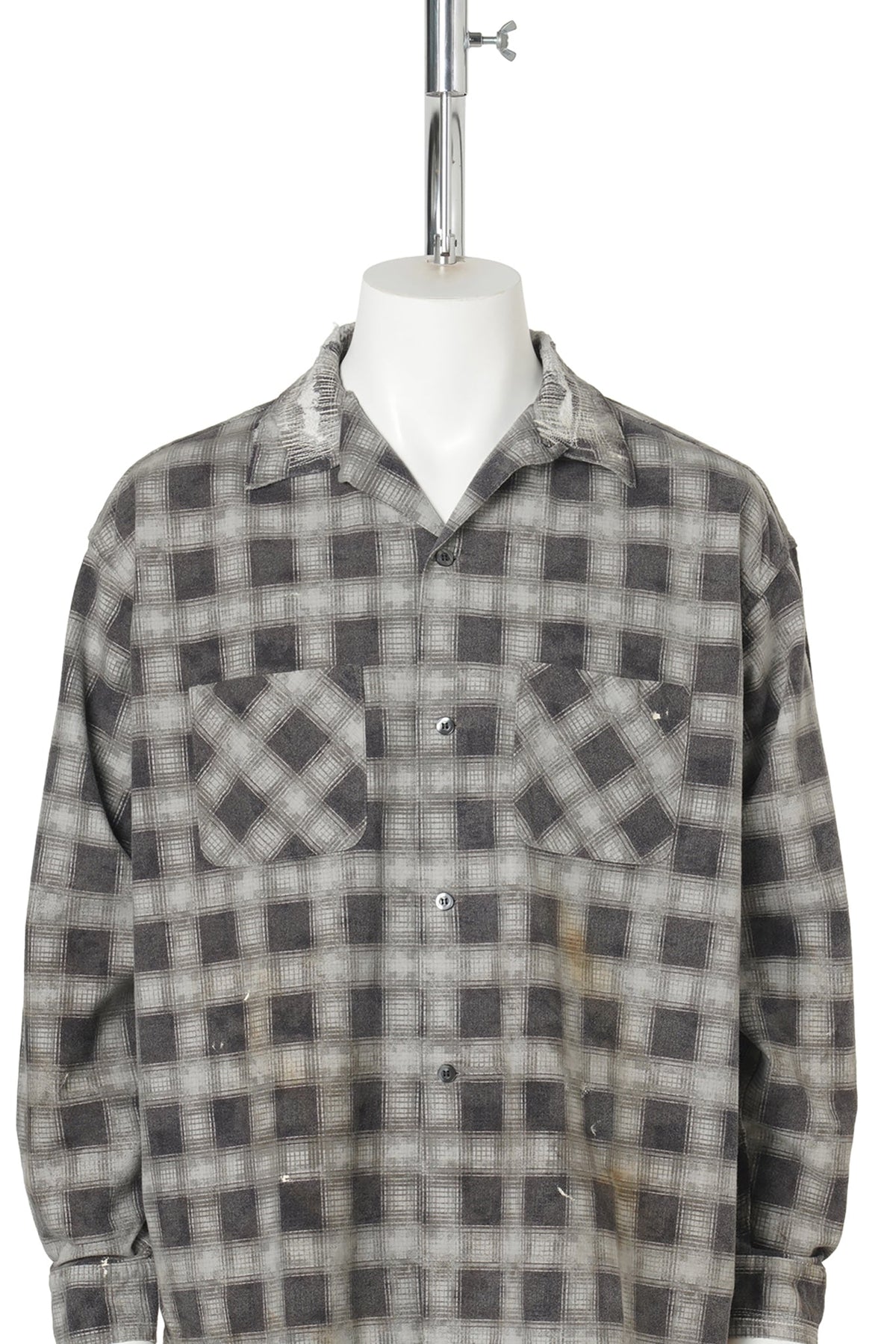 PRINT CHECK SHIRT / BLACK+GRAY