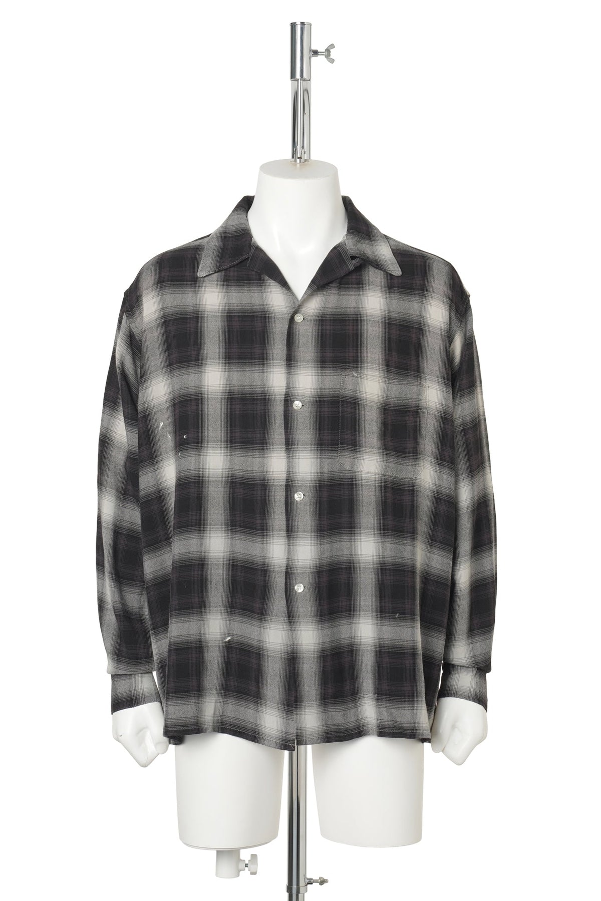 RAYON SHIRT/CHECK / BLACK+GRAY