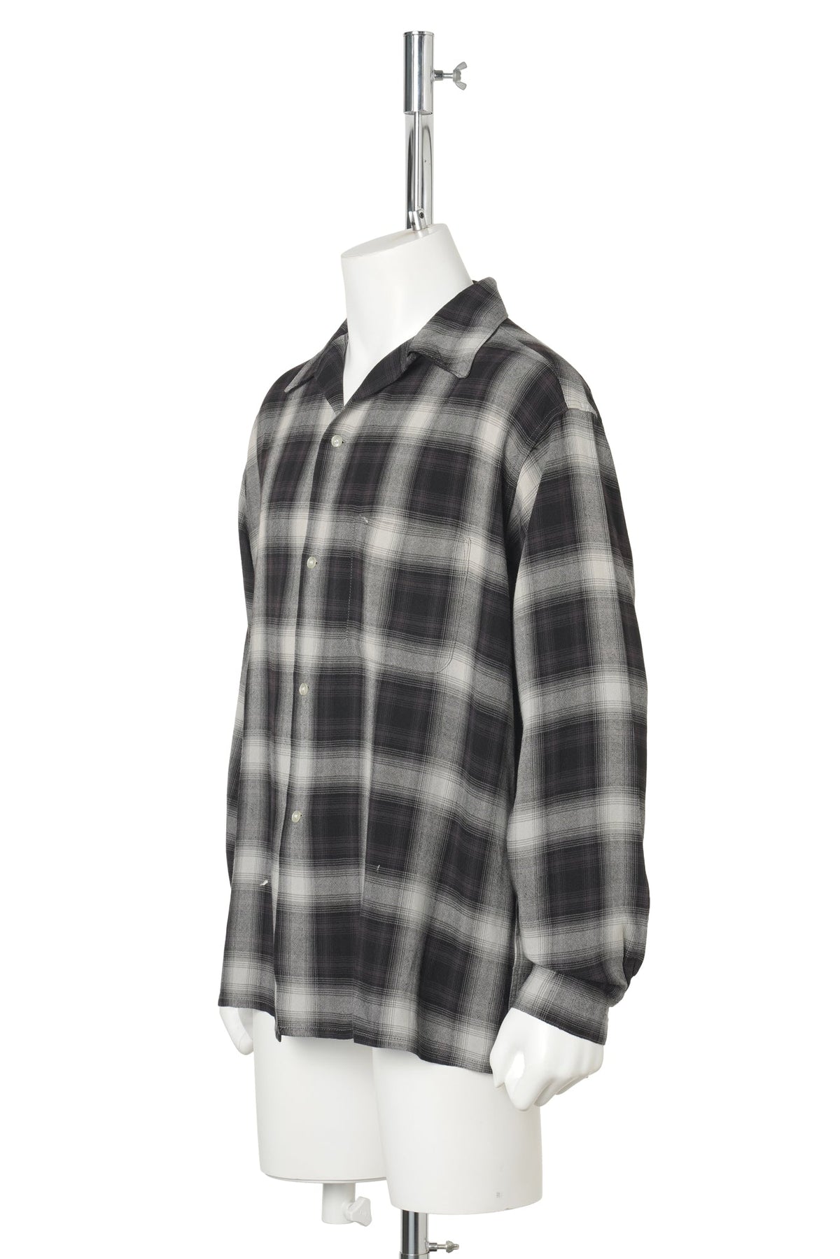 RAYON SHIRT/CHECK / BLACK+GRAY