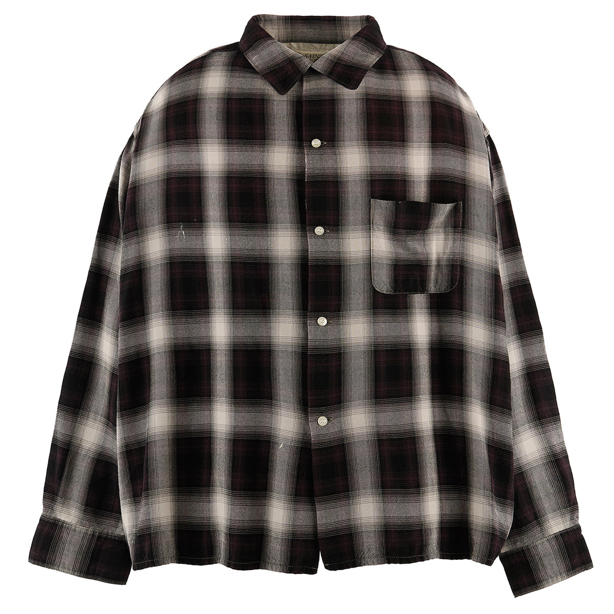 RAYON SHIRT/CHECK / BLACK+GRAY