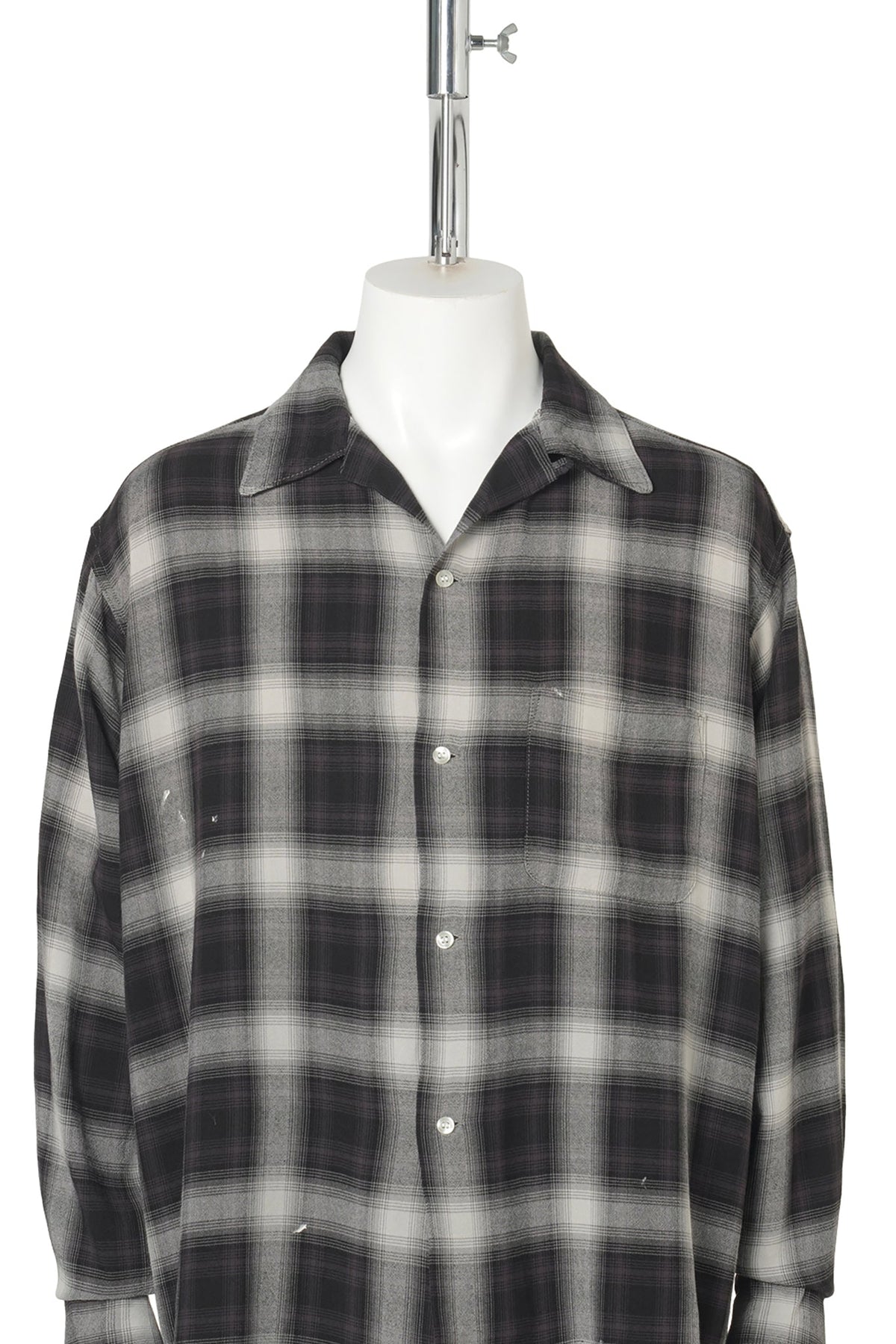 RAYON SHIRT/CHECK / BLACK+GRAY