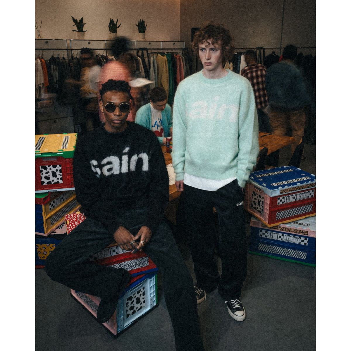 MOHAIR CREW KNIT/SAINT / BLACK