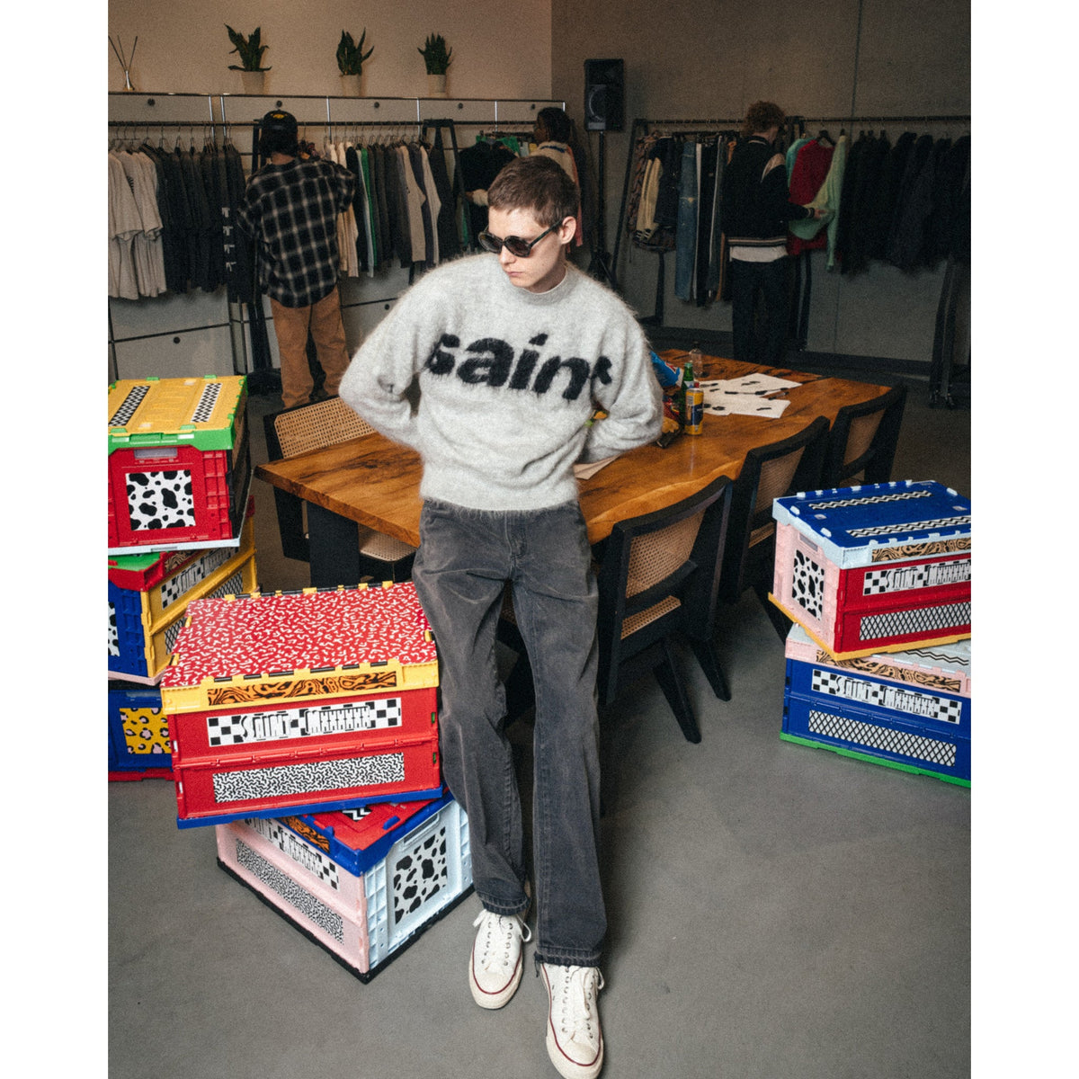 MOHAIR CREW KNIT/SAINT / GRAY