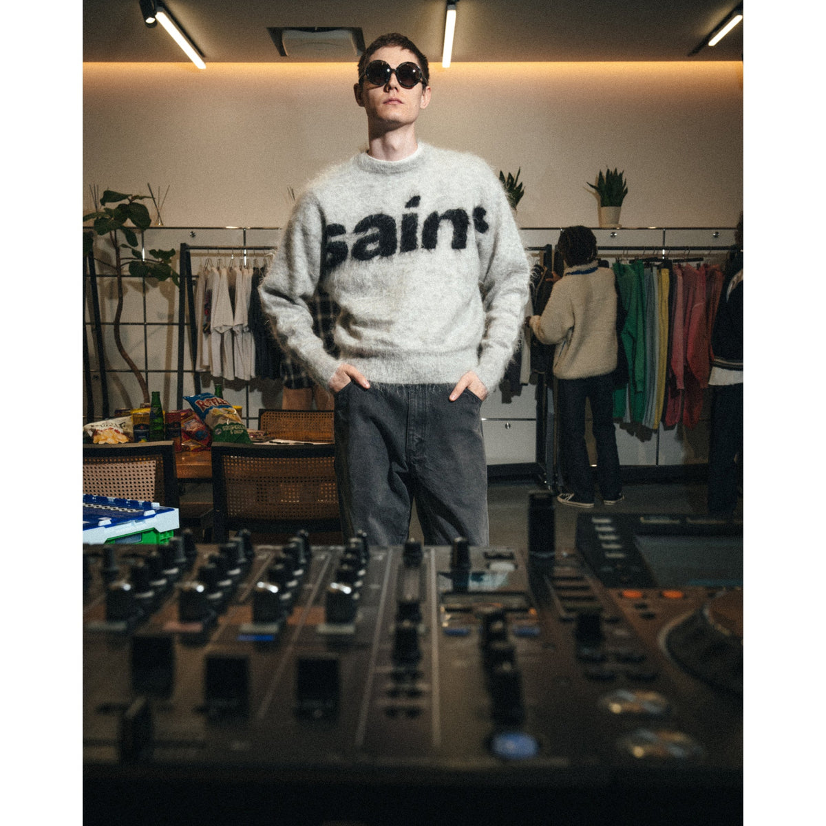 MOHAIR CREW KNIT/SAINT / GRAY