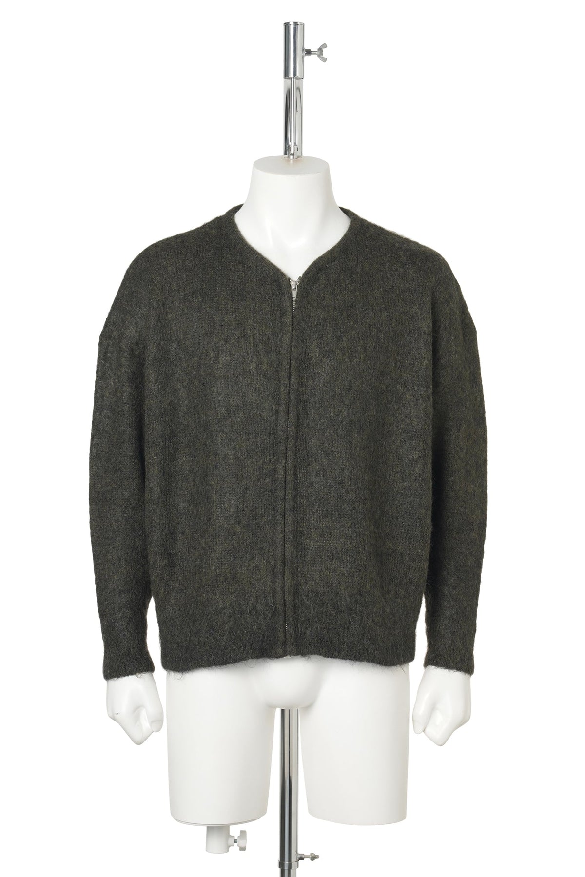 ZIP UP MOHAIR KNIT/ZIP / GRAY