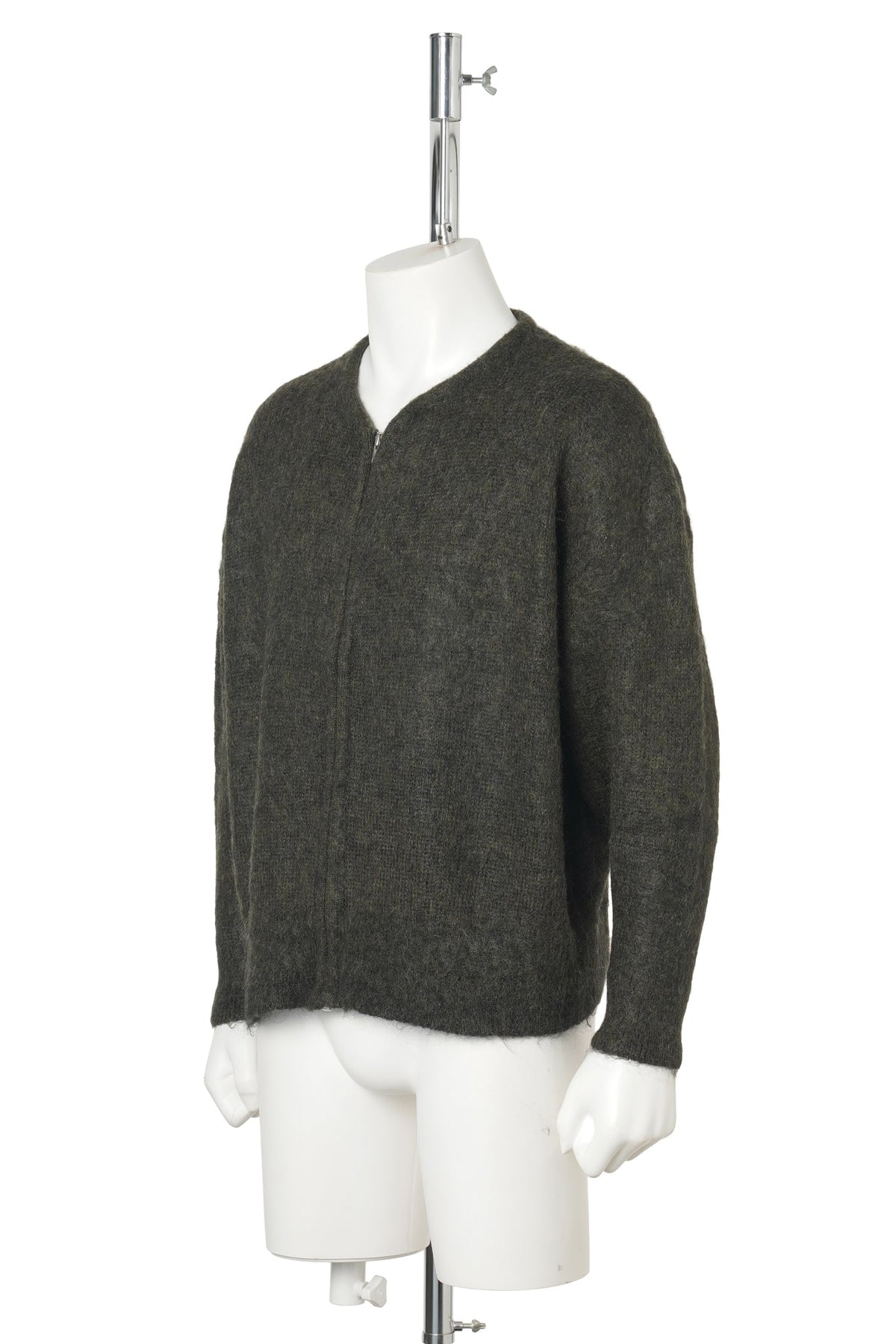 ZIP UP MOHAIR KNIT/ZIP / GRAY