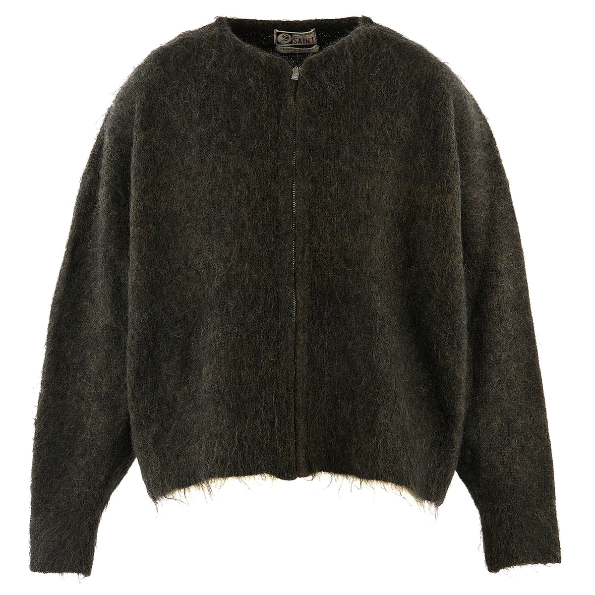 ZIP UP MOHAIR KNIT/ZIP / GRAY