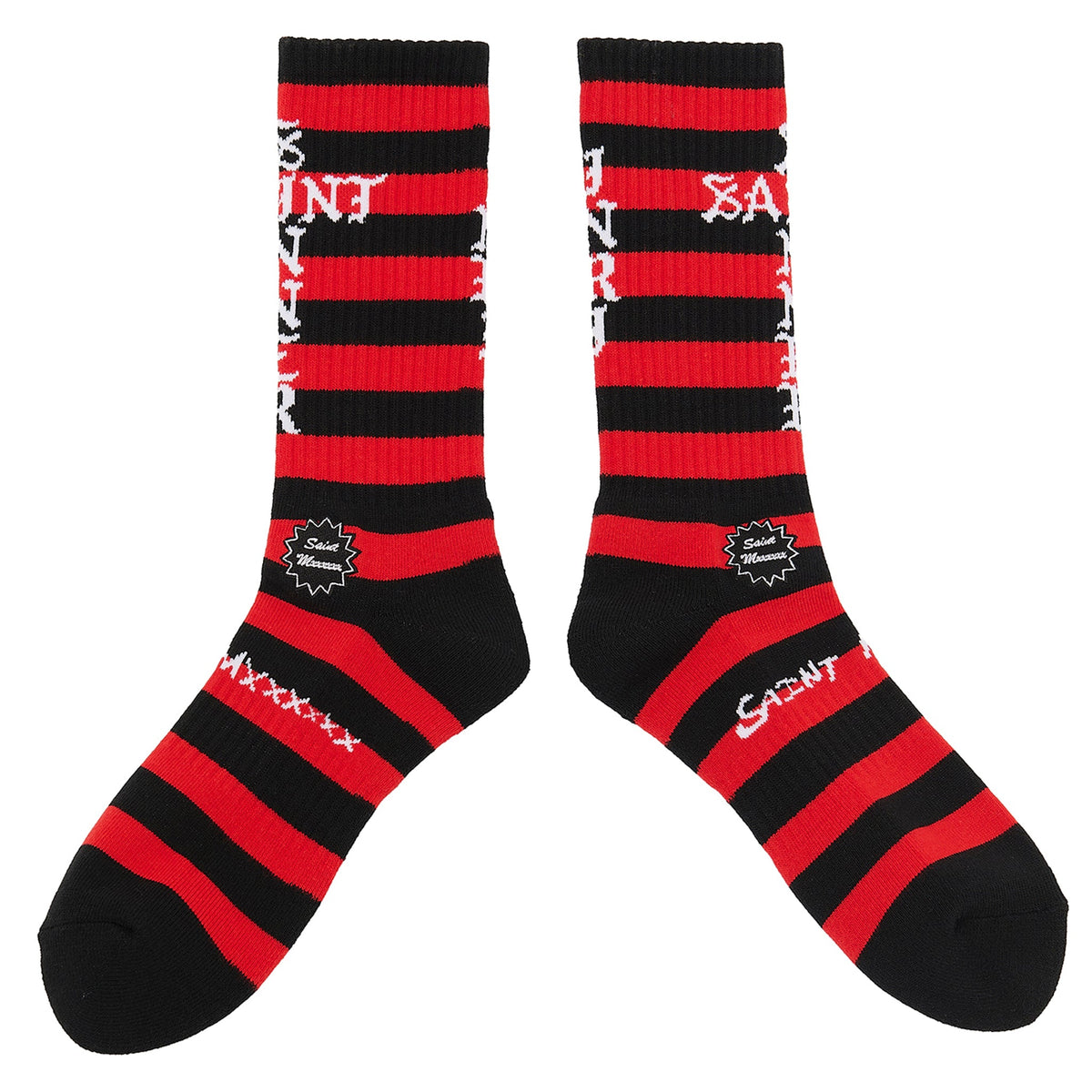 SOCKS/BORDER / BLACK+RED