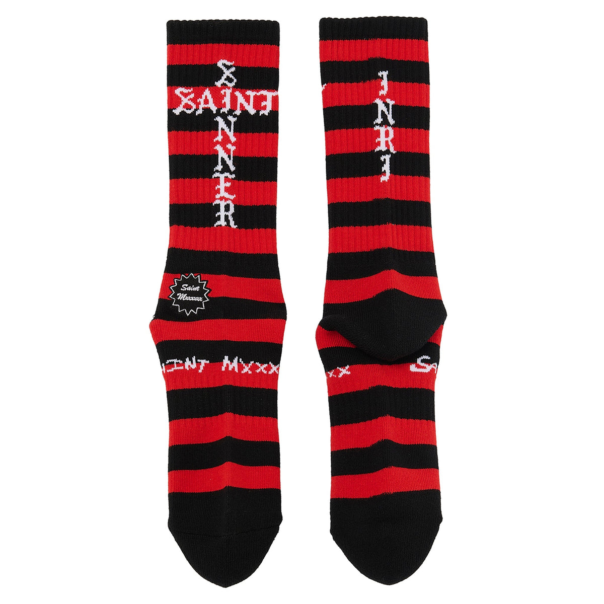 SOCKS/BORDER / BLACK+RED