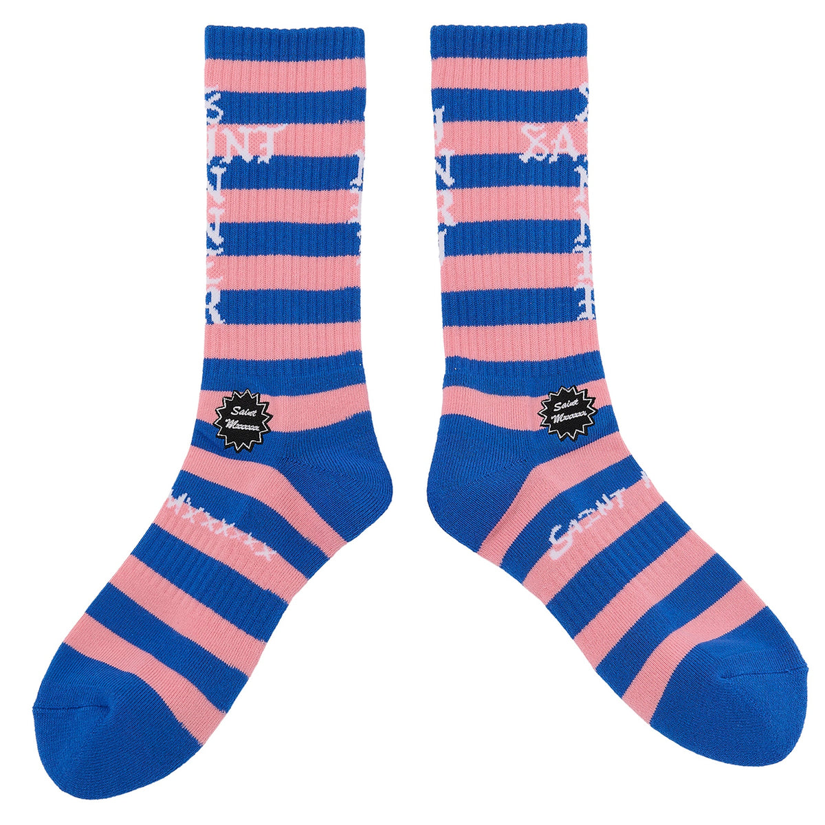 SOCKS/BORDER / BULE+PINK