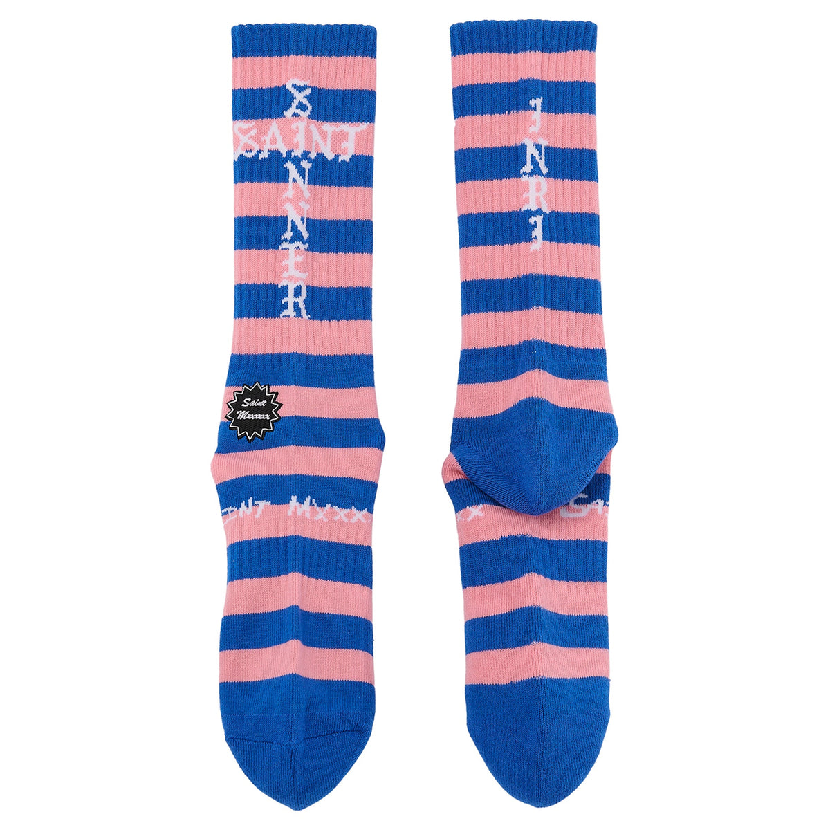 SOCKS/BORDER / BULE+PINK