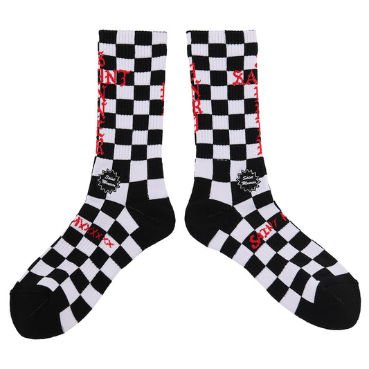 SOCKS/CHECK / BLACK+WHITE