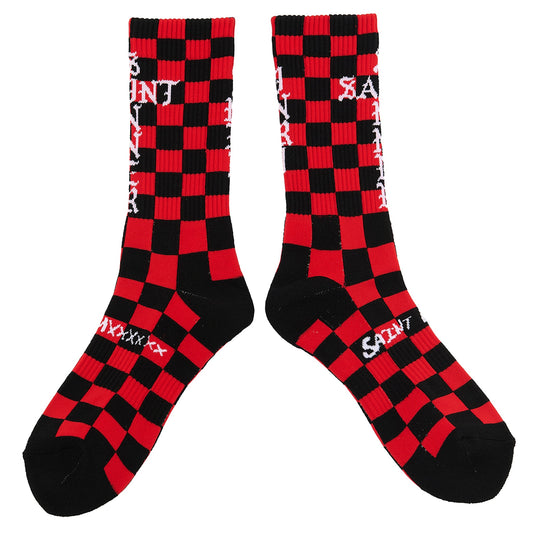 SOCKS/CHECK / BLACK+RED